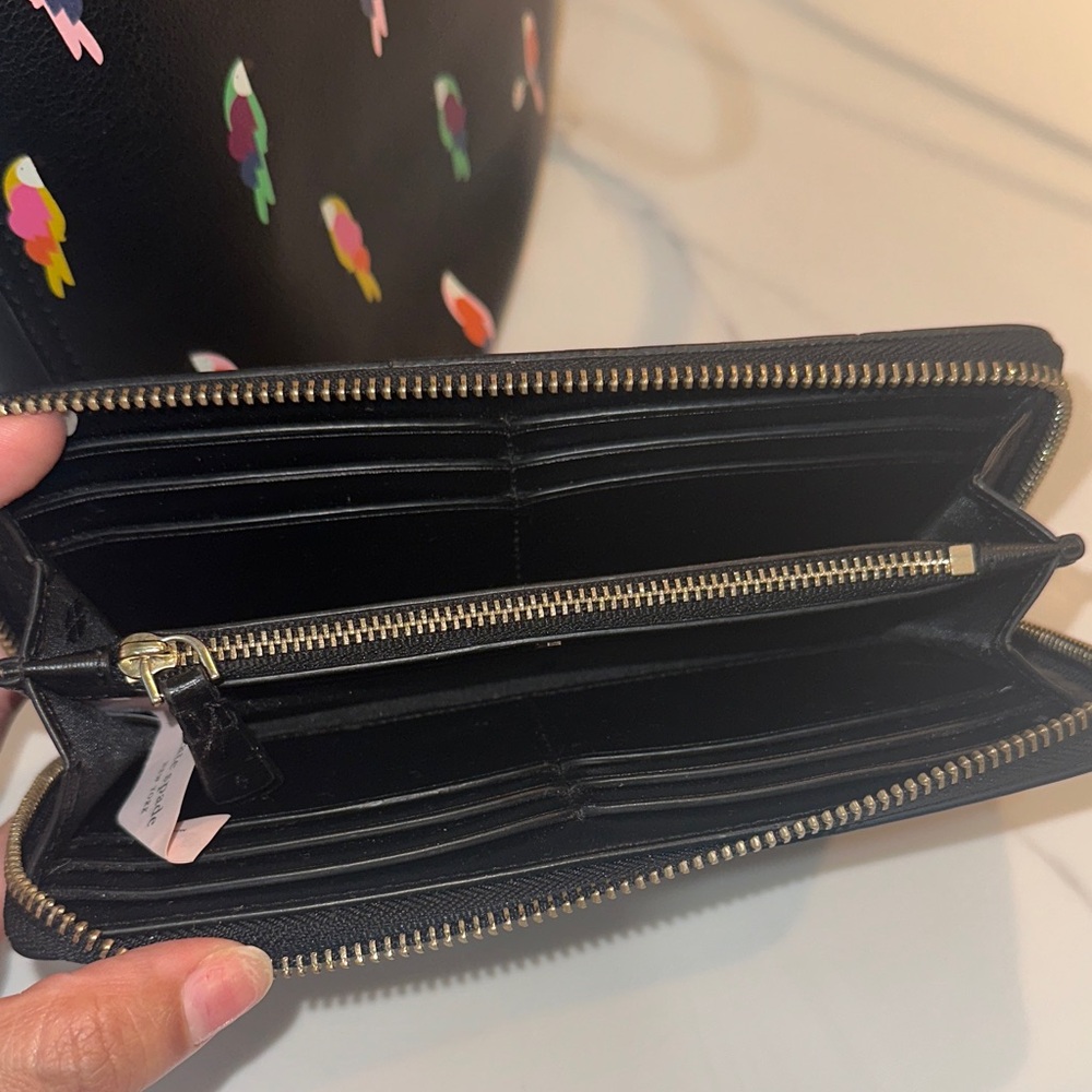 Kate Spade Black Tote with Colorful Parrot Design - Picture 14 of 16